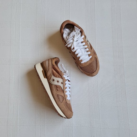 Saucony Shadow Original Vintage Brown Tan Sneakers Running Walking Shoes 7 - Picture 1 of 7